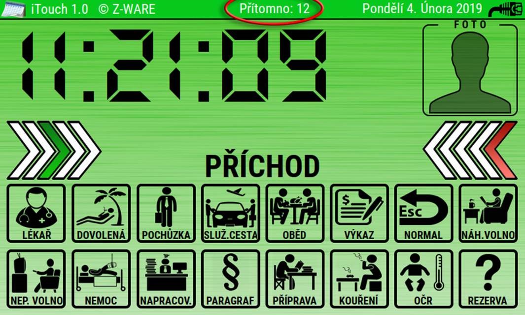 Zobrazení přítomnosti na terminálu